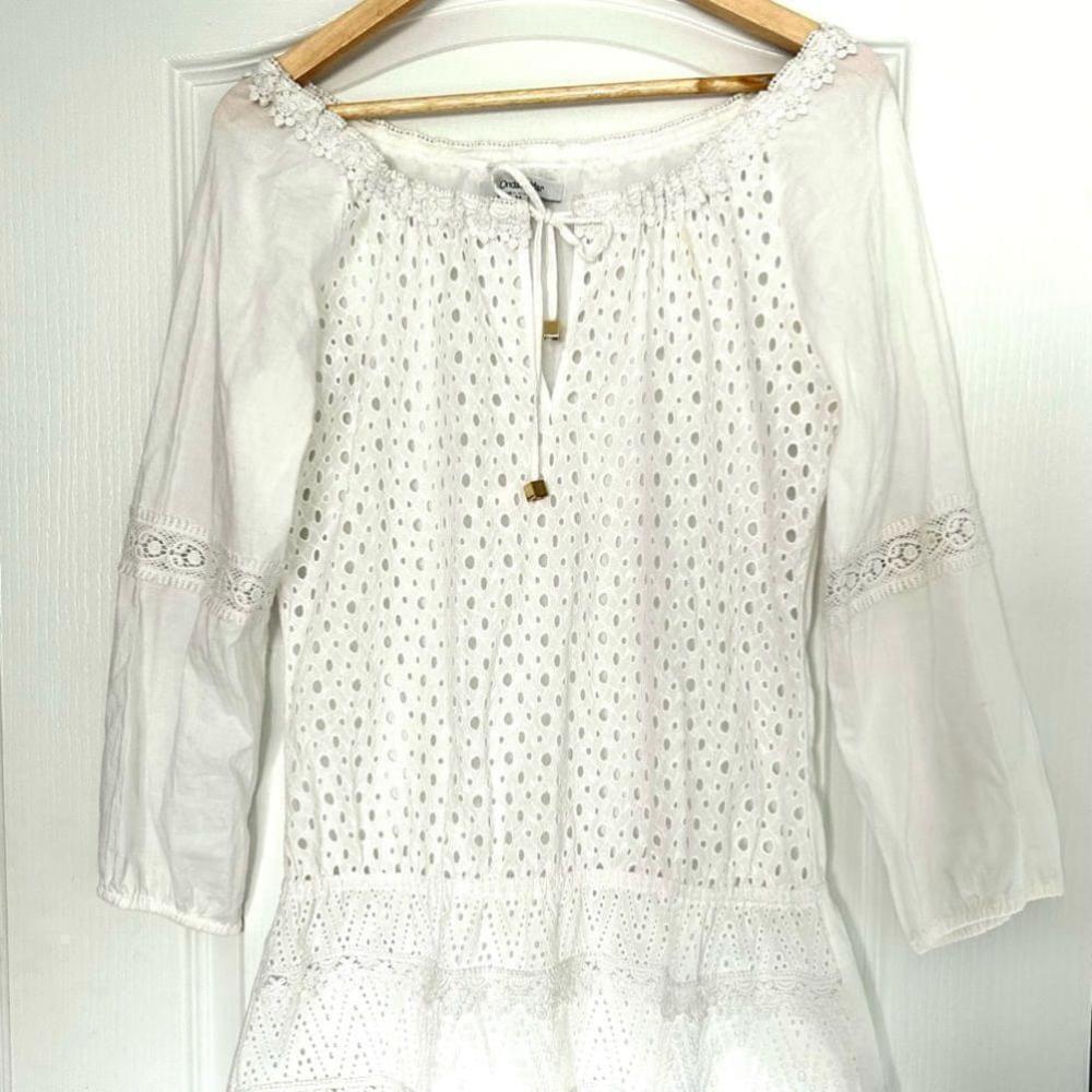 OndadeMar Swimwear dress Cotton Eyelet Tunic white cover up beach - Picture 6 of 9